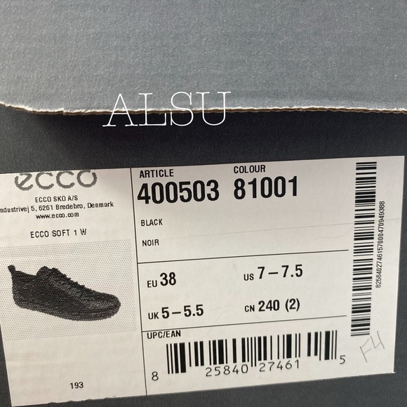 🌸 SALE 🌸 ECCO Soft 1 Leather Black Noir W AUTHENTIC Size 8-8.5 400503 81001 - Picture 7 of 7